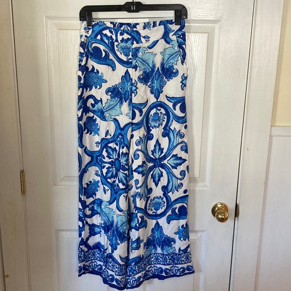 Haute Hippie Pants - Haute Hippie Blue & White Palazzo Pants